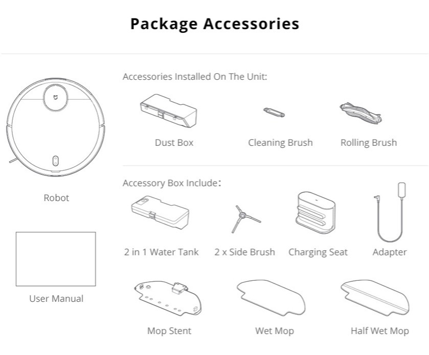 The Xiaomi Mijia STYJ02YM package includes many extra accessories