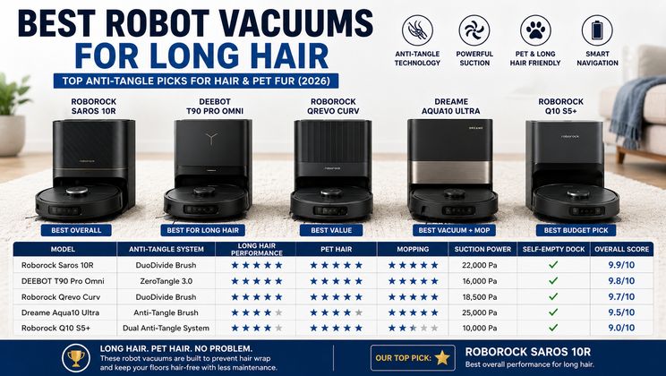 Best Robot Vacuums for Long Hair (2026): Top Anti-Tangle Picks for Hair & Pet Fur