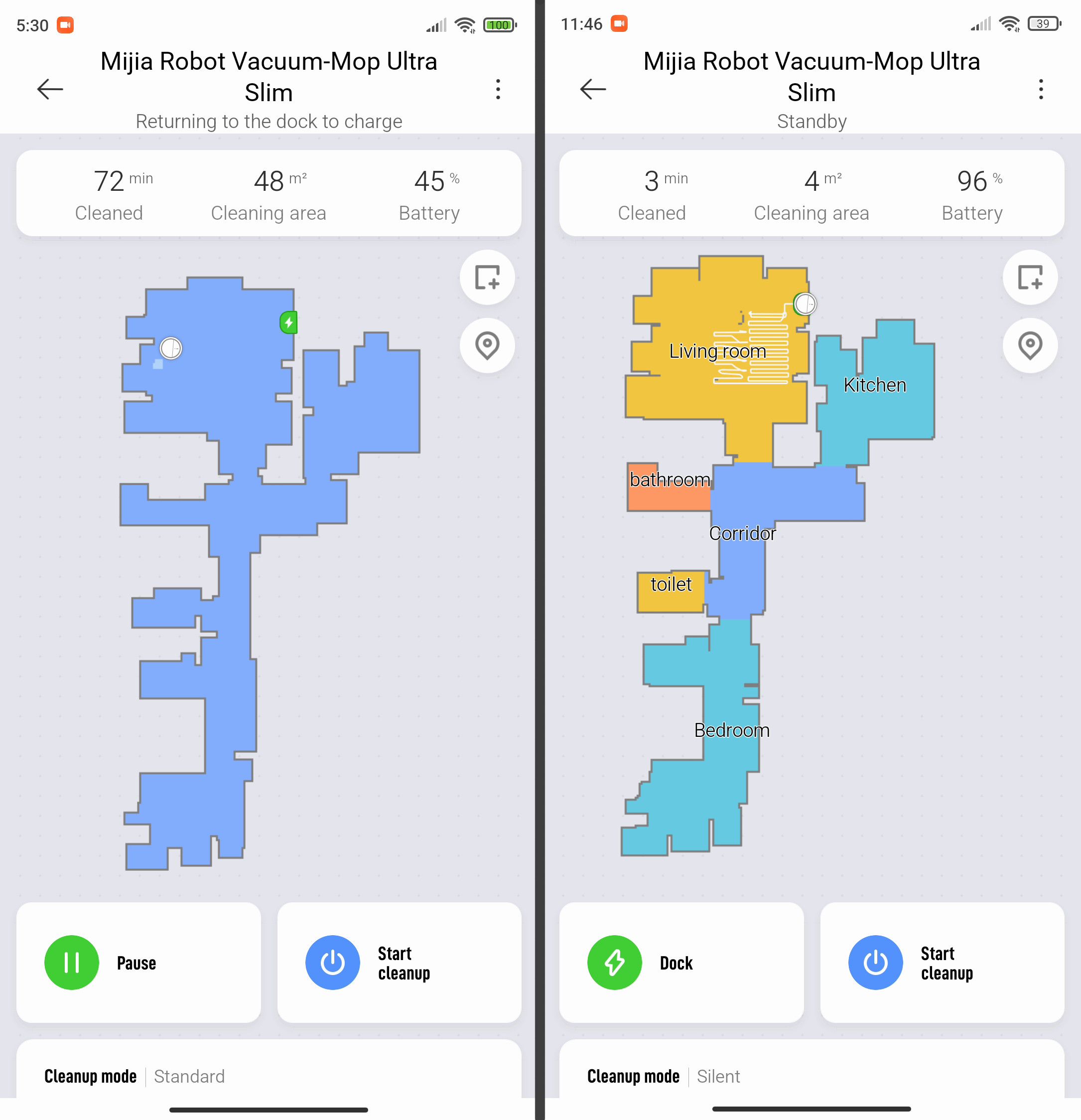 Mijia Ultra Slim App: mapping and room dividing, merging