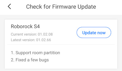 Roborock S4 firmware upgrade