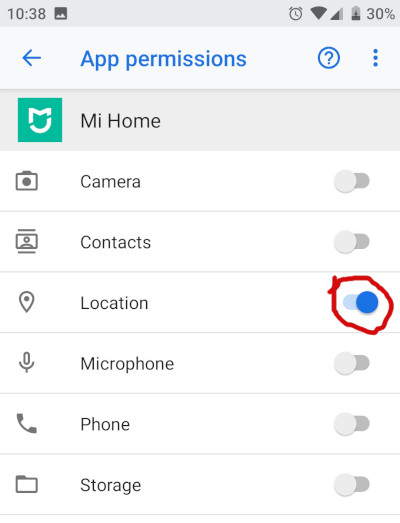 Mi Home App: location permissions