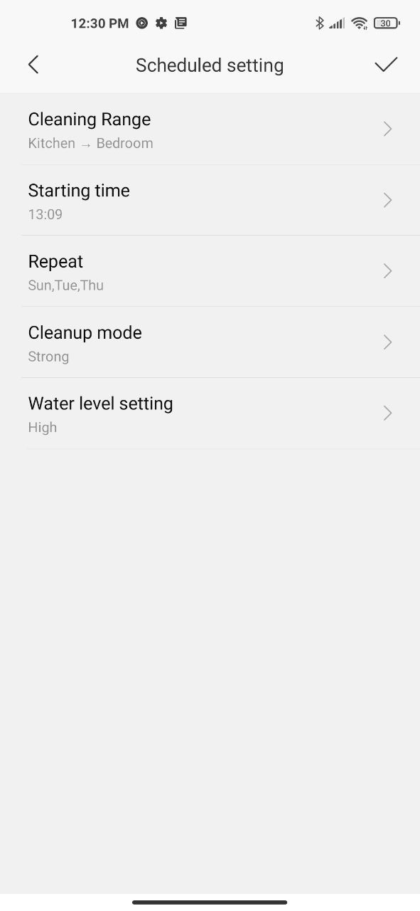 Scheduling cleaning settings
