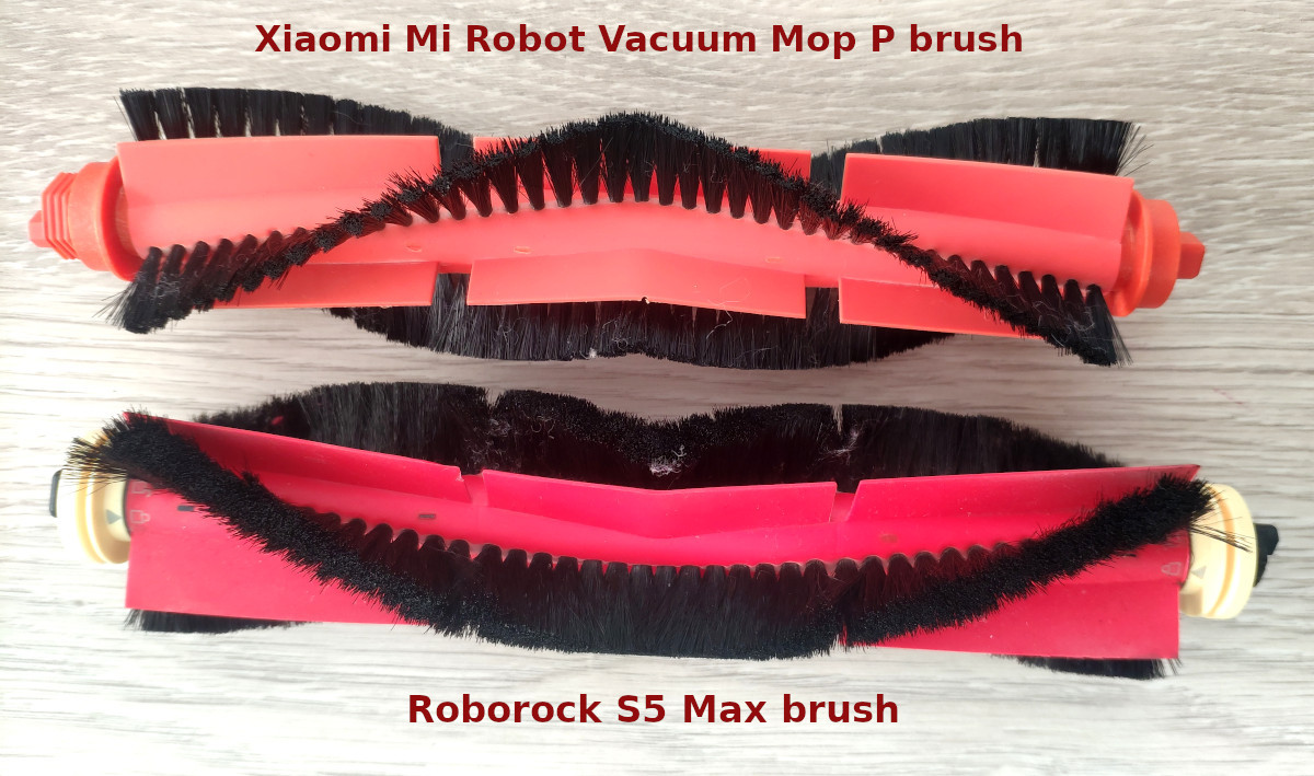 Roborock S5 Max and Xiaomi Mop Pro cleaning brushrolls