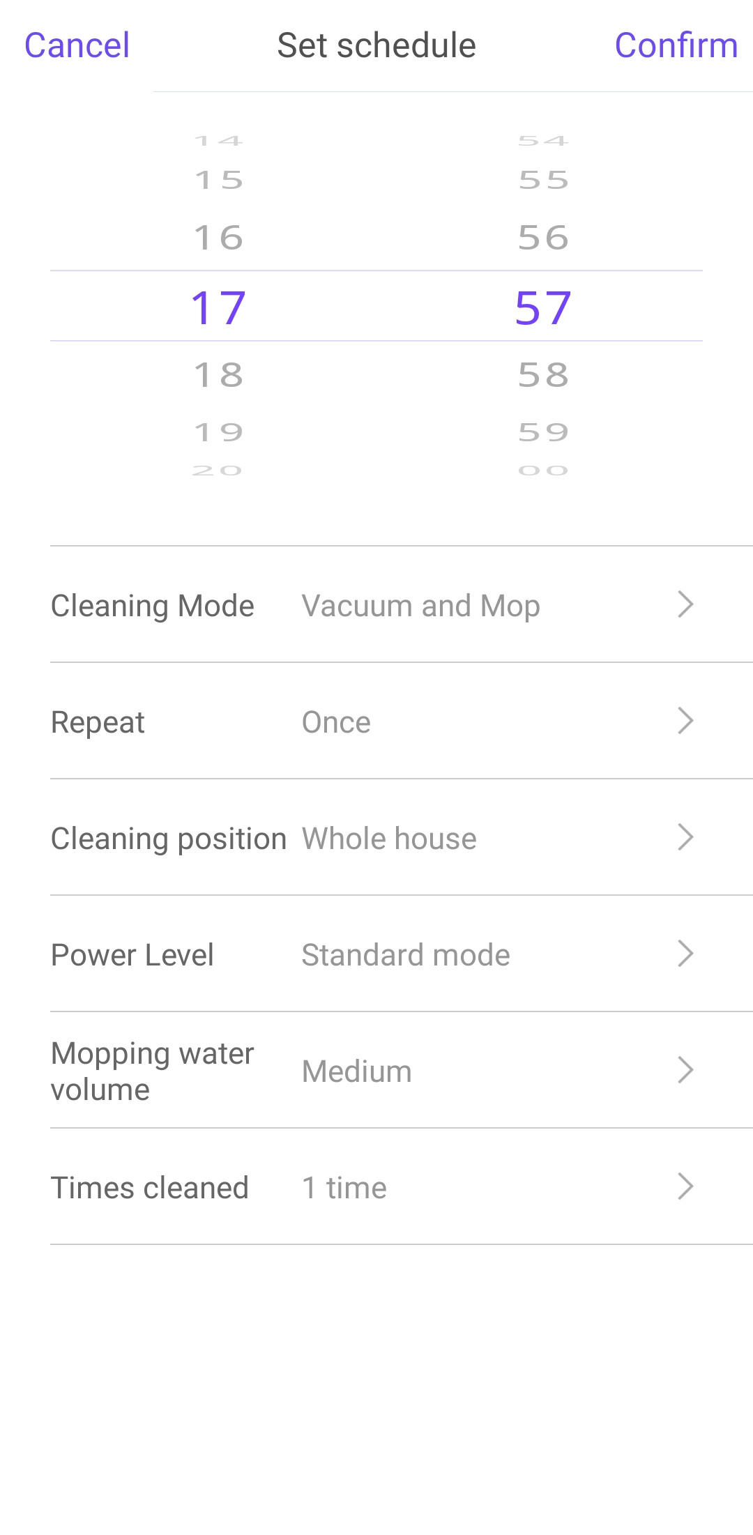 Scheduling allows to change many settings